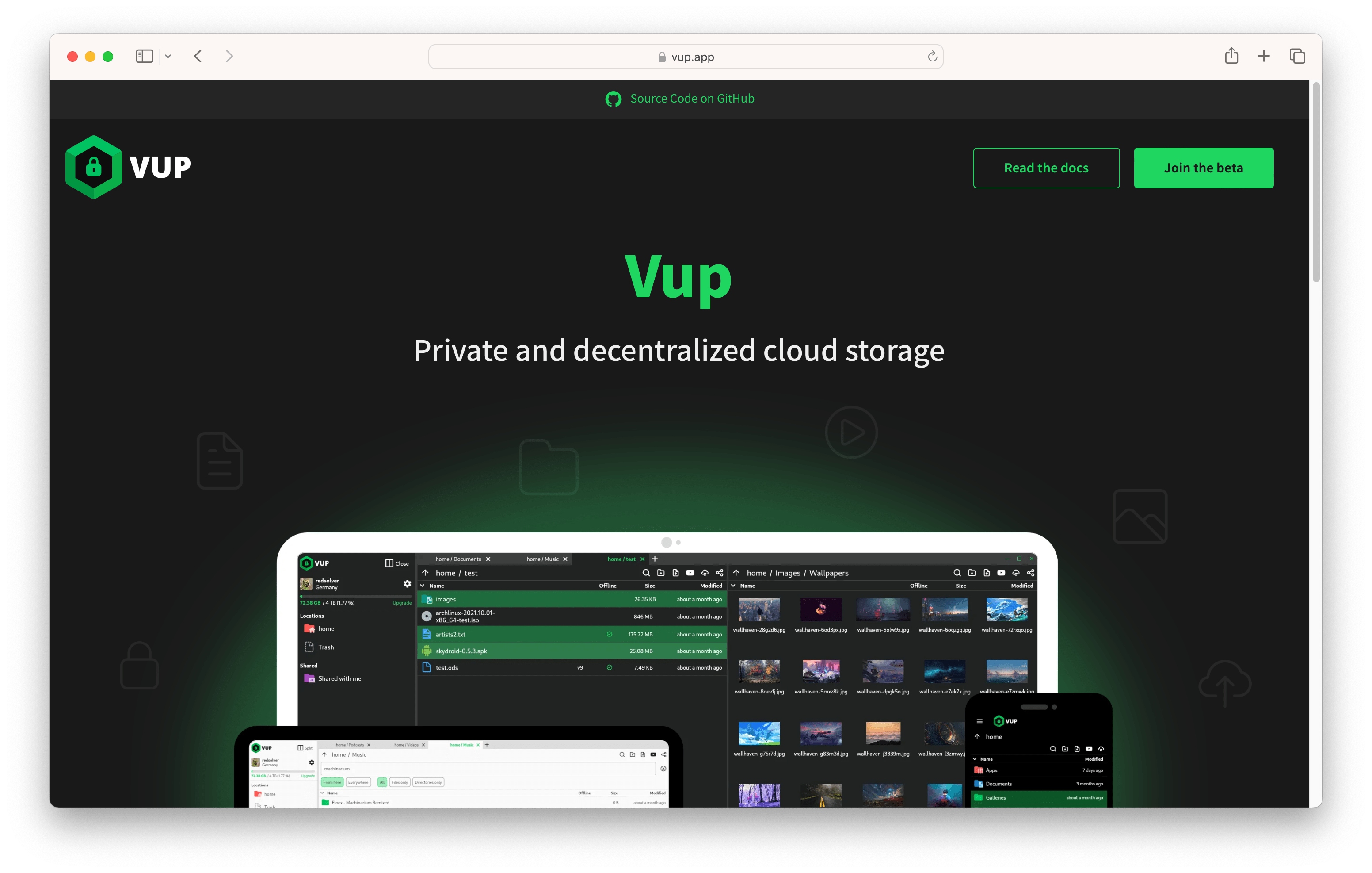 Screenshot of Vup